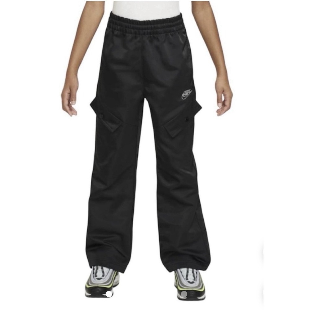 Nike NSW Novelty Capsule Pants Women L Black Wide Leg Cargo Track Athletic Gym